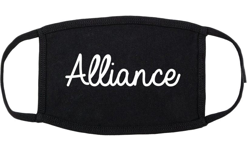 Alliance Nebraska NE Script Cotton Face Mask Black