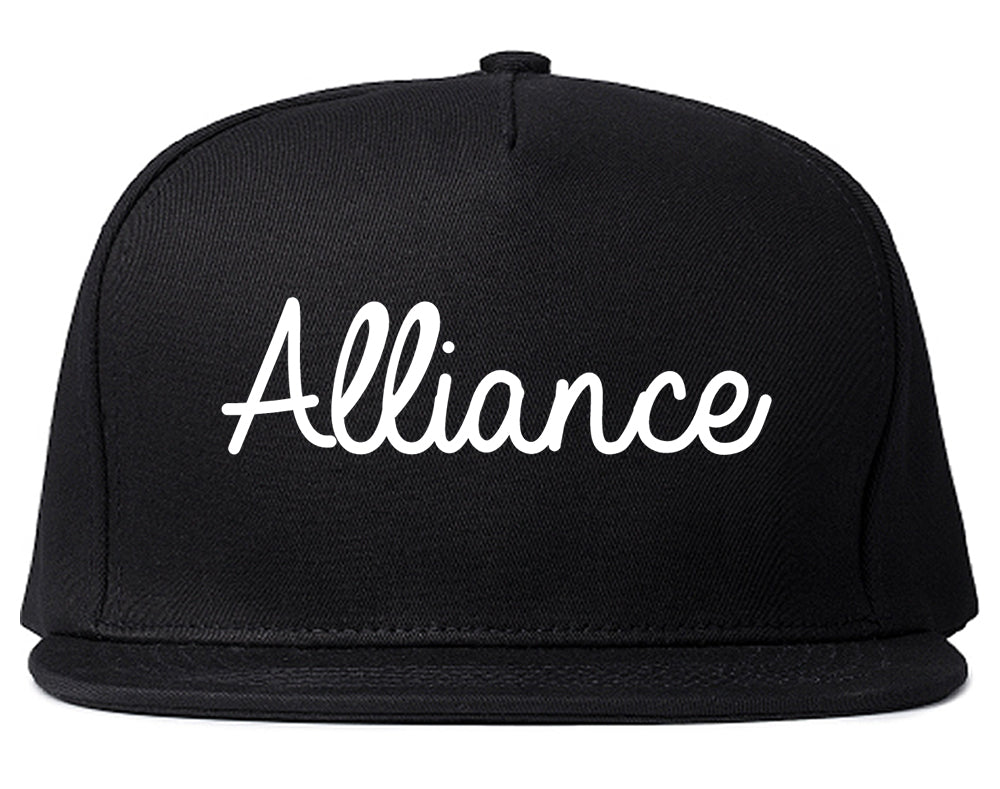 Alliance Nebraska NE Script Mens Snapback Hat Black