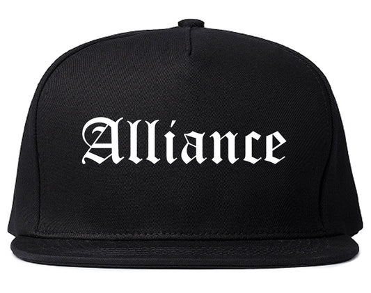 Alliance Ohio OH Old English Mens Snapback Hat Black