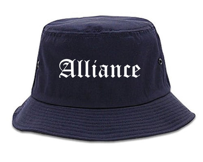 Alliance Ohio OH Old English Mens Bucket Hat Navy Blue