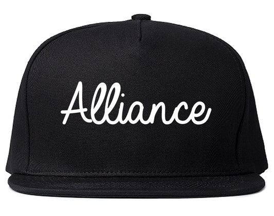Alliance Ohio OH Script Mens Snapback Hat Black