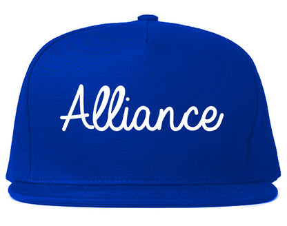 Alliance Ohio OH Script Mens Snapback Hat Royal Blue