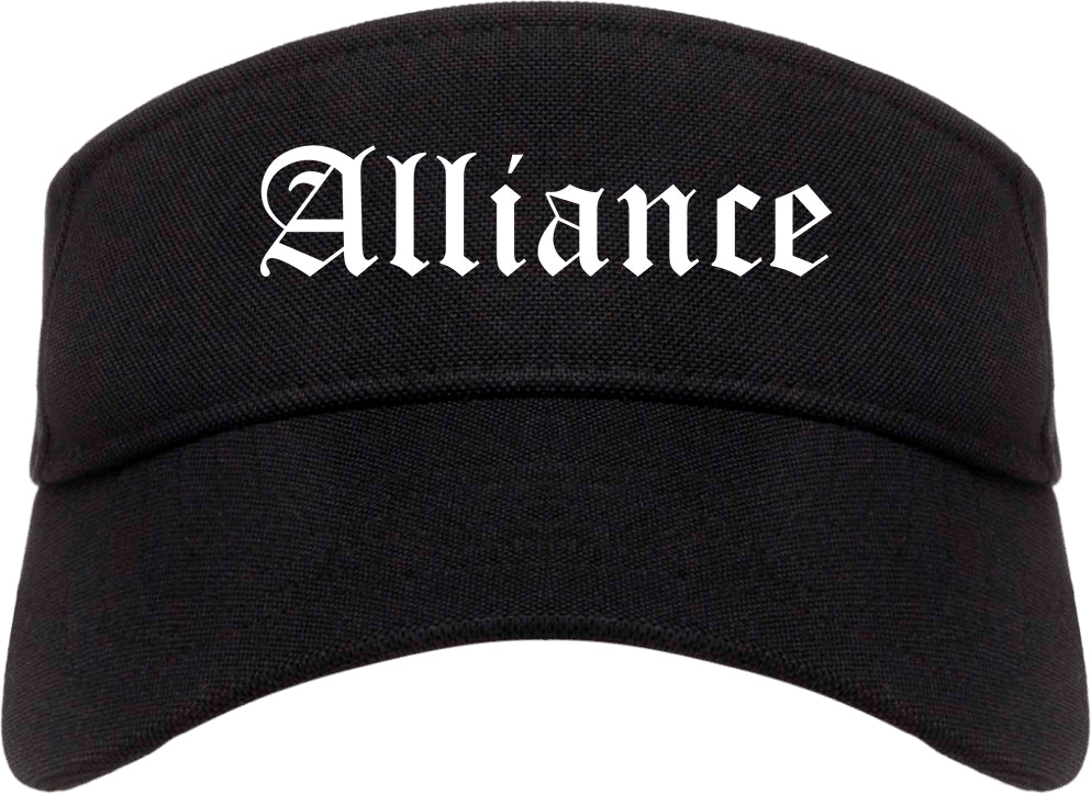Alliance Ohio OH Old English Mens Visor Cap Hat Black