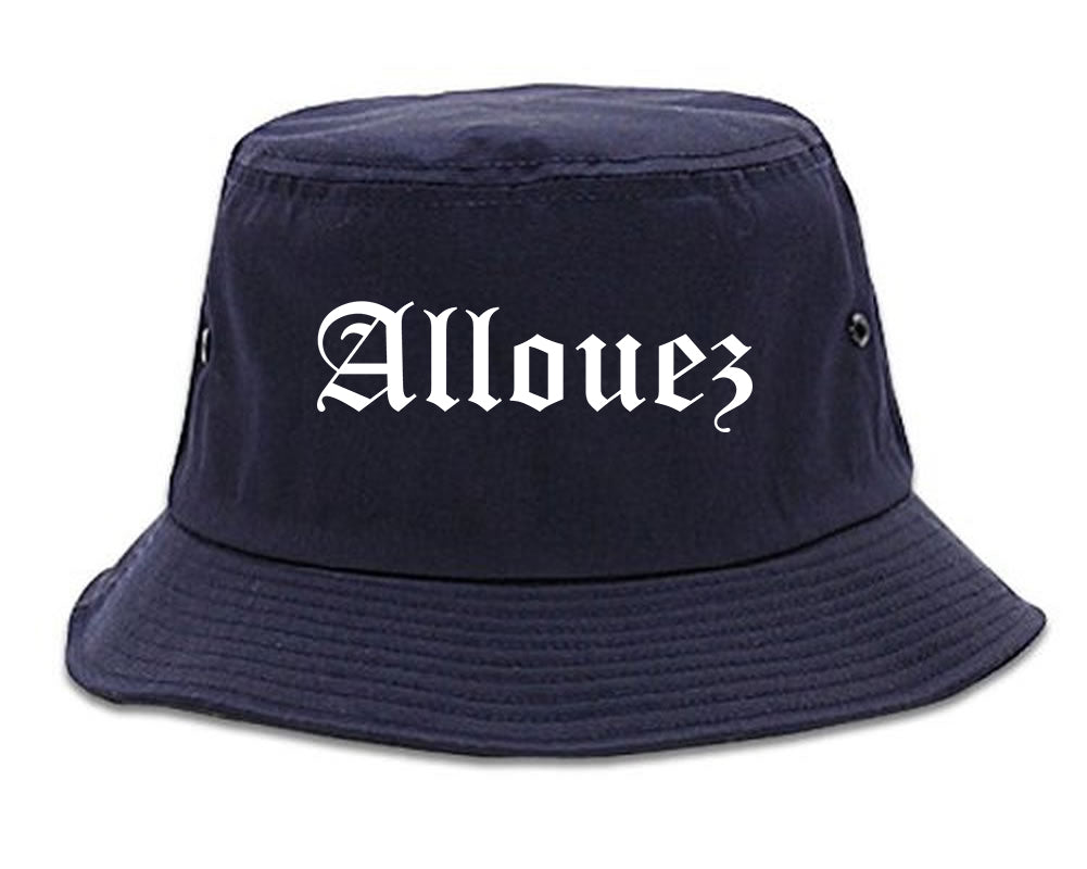 Allouez Wisconsin WI Old English Mens Bucket Hat Navy Blue