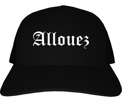 Allouez Wisconsin WI Old English Mens Trucker Hat Cap Black