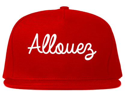 Allouez Wisconsin WI Script Mens Snapback Hat Red