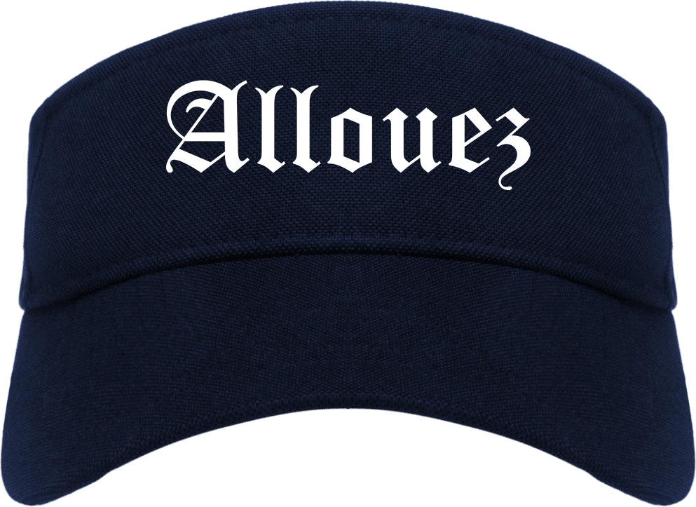 Allouez Wisconsin WI Old English Mens Visor Cap Hat Navy Blue