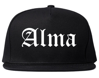 Alma Arkansas AR Old English Mens Snapback Hat Black