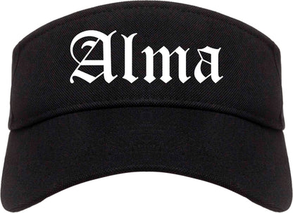 Alma Arkansas AR Old English Mens Visor Cap Hat Black