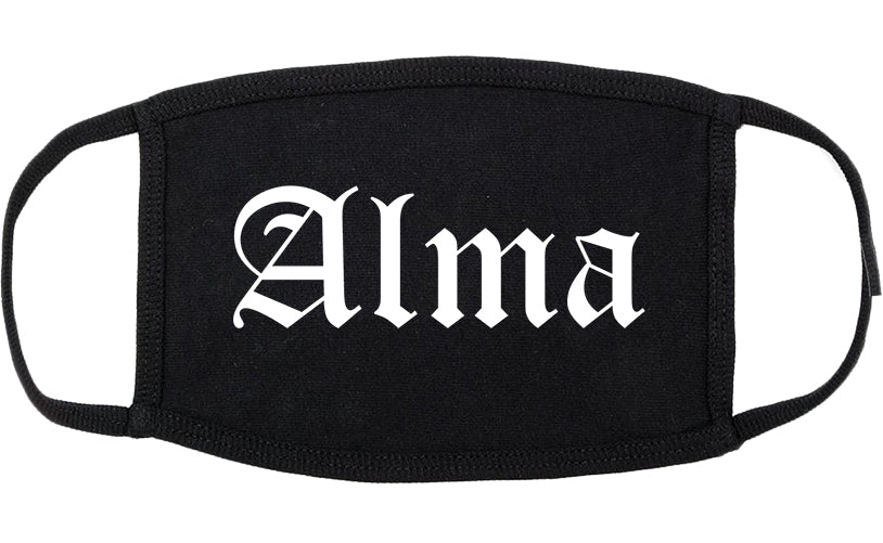 Alma Michigan MI Old English Cotton Face Mask Black