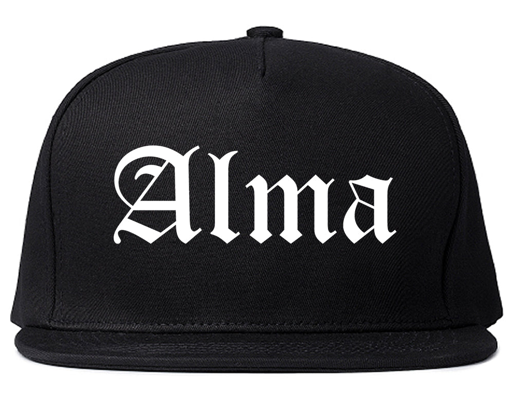 Alma Michigan MI Old English Mens Snapback Hat Black