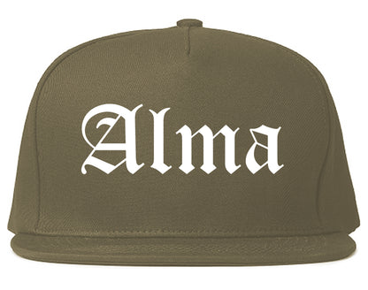 Alma Michigan MI Old English Mens Snapback Hat Grey