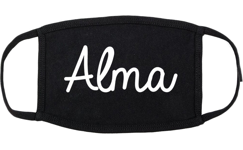 Alma Michigan MI Script Cotton Face Mask Black