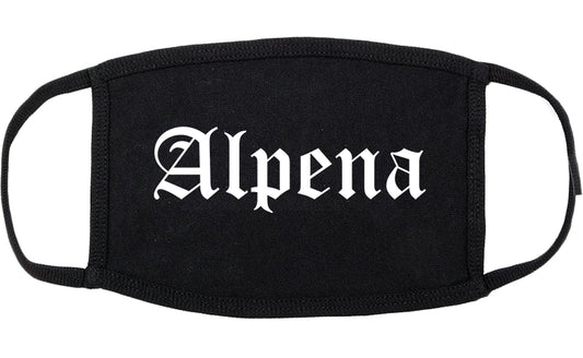 Alpena Michigan MI Old English Cotton Face Mask Black