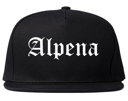Alpena Michigan MI Old English Mens Snapback Hat Black