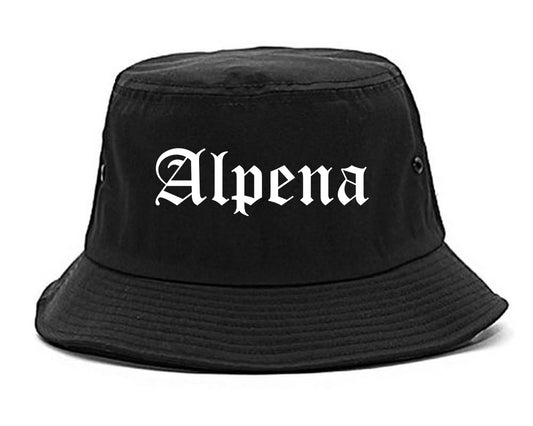 Alpena Michigan MI Old English Mens Bucket Hat Black