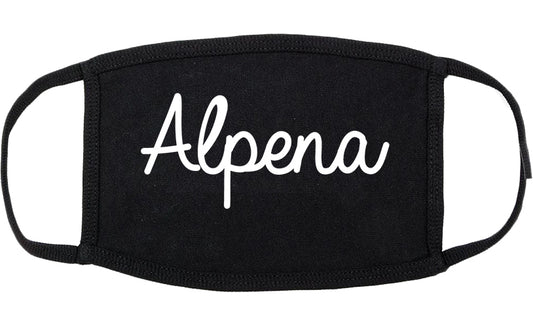 Alpena Michigan MI Script Cotton Face Mask Black