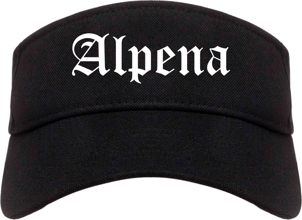 Alpena Michigan MI Old English Mens Visor Cap Hat Black
