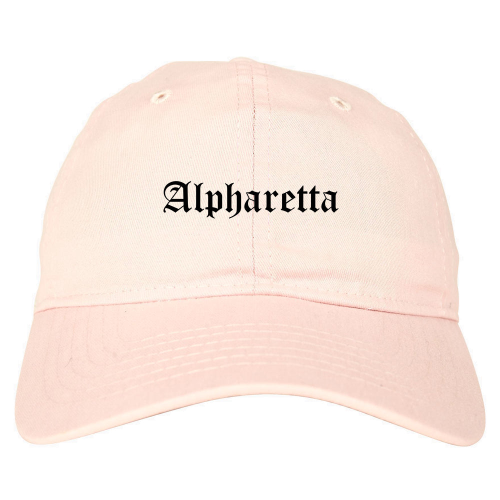 Alpharetta Georgia GA Old English Mens Dad Hat Baseball Cap Pink