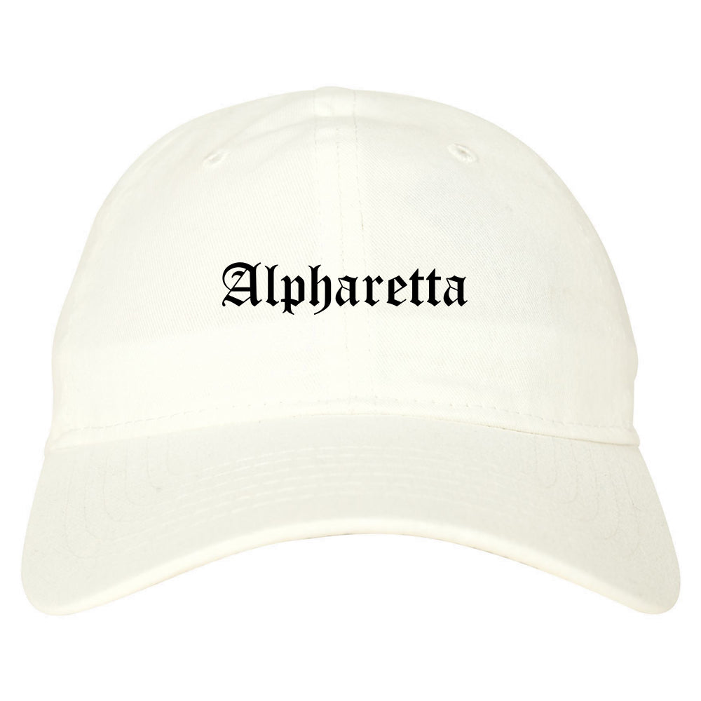Alpharetta Georgia GA Old English Mens Dad Hat Baseball Cap White