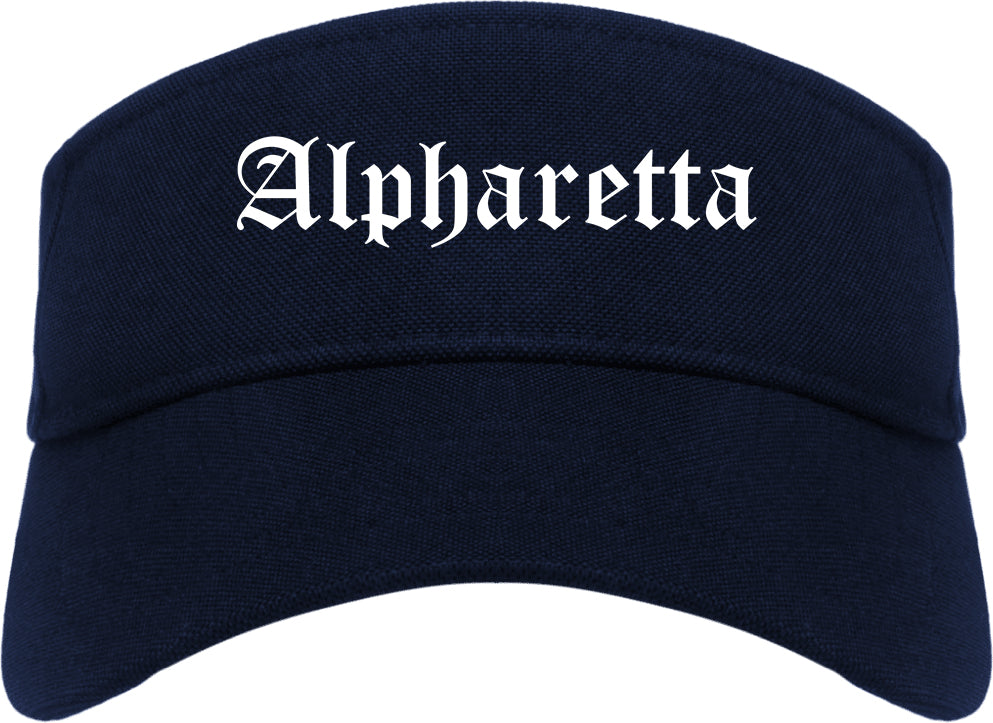 Alpharetta Georgia GA Old English Mens Visor Cap Hat Navy Blue