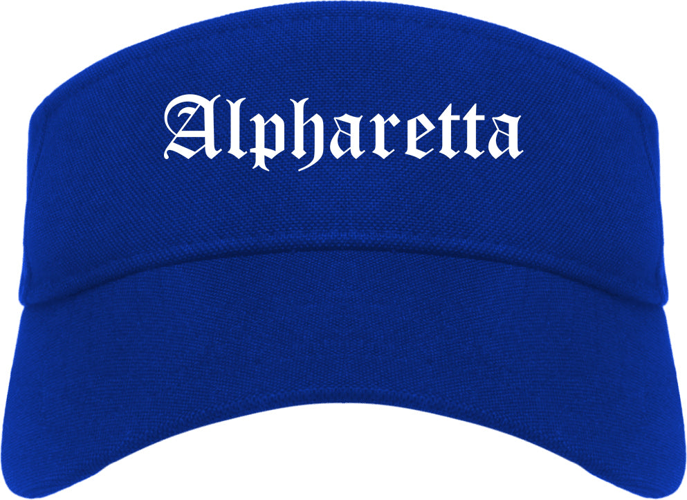 Alpharetta Georgia GA Old English Mens Visor Cap Hat Royal Blue