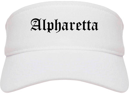 Alpharetta Georgia GA Old English Mens Visor Cap Hat White