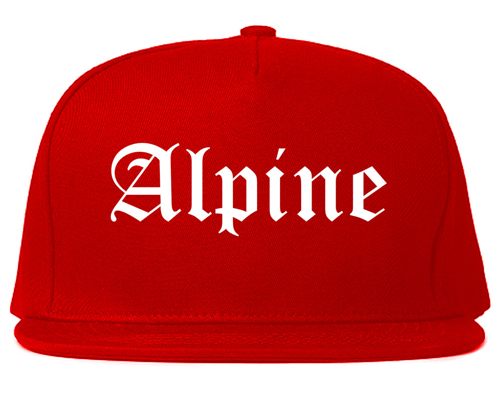 Alpine Texas TX Old English Mens Snapback Hat Red