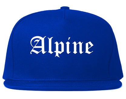 Alpine Texas TX Old English Mens Snapback Hat Royal Blue