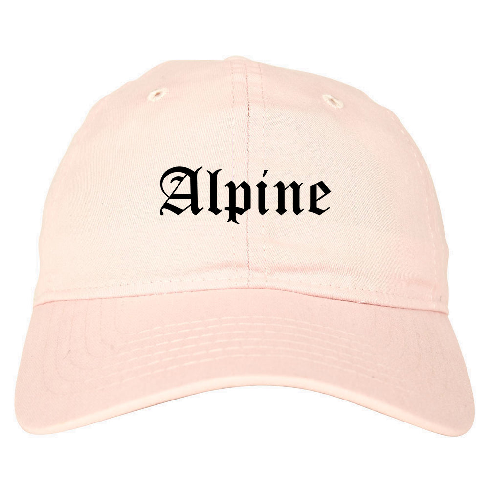 Alpine Texas TX Old English Mens Dad Hat Baseball Cap Pink