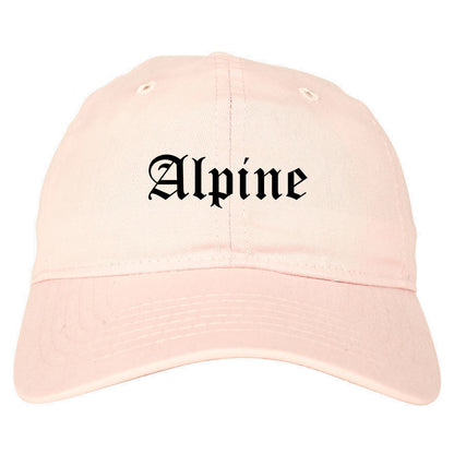 Alpine Texas TX Old English Mens Dad Hat Baseball Cap Pink