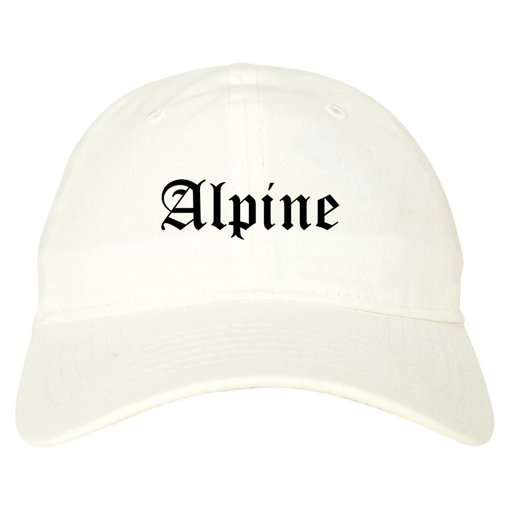 Alpine Texas TX Old English Mens Dad Hat Baseball Cap White