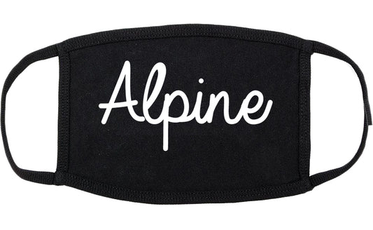 Alpine Texas TX Script Cotton Face Mask Black