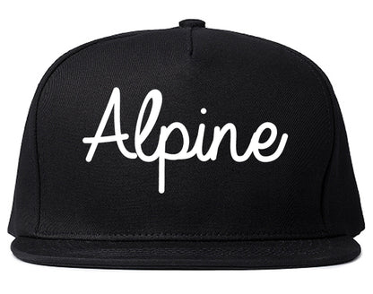 Alpine Texas TX Script Mens Snapback Hat Black