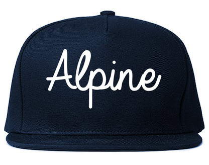 Alpine Texas TX Script Mens Snapback Hat Navy Blue