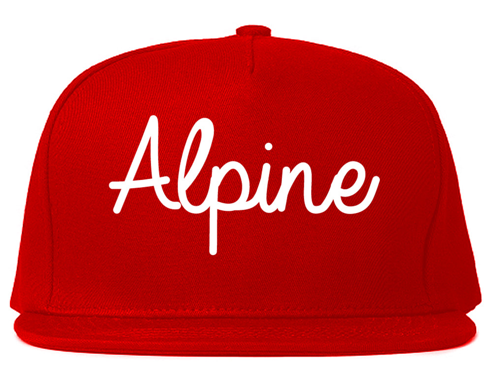 Alpine Texas TX Script Mens Snapback Hat Red