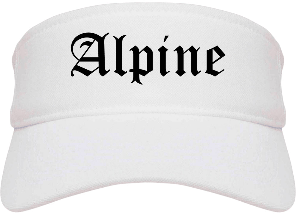 Alpine Texas TX Old English Mens Visor Cap Hat White