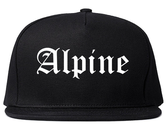 Alpine Utah UT Old English Mens Snapback Hat Black