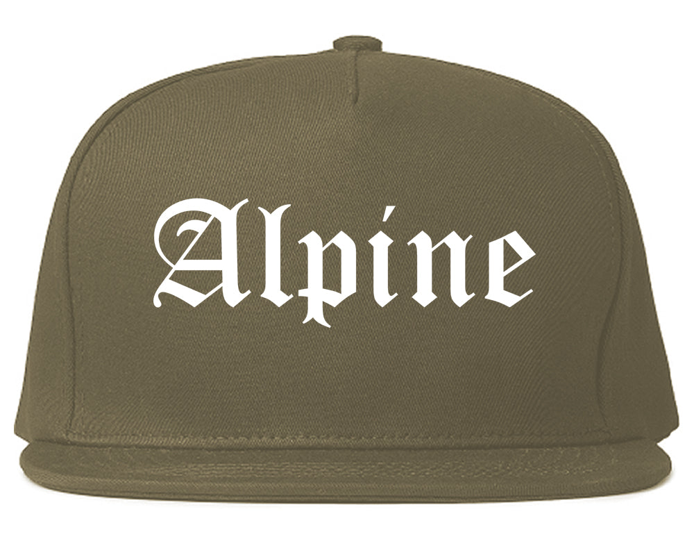 Alpine Utah UT Old English Mens Snapback Hat Grey