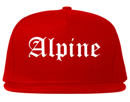 Alpine Utah UT Old English Mens Snapback Hat Red
