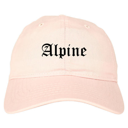 Alpine Utah UT Old English Mens Dad Hat Baseball Cap Pink