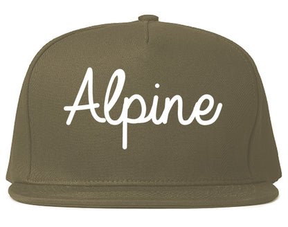 Alpine Utah UT Script Mens Snapback Hat Grey