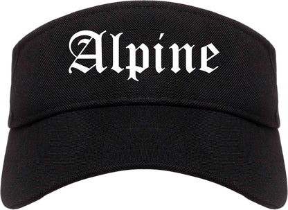 Alpine Utah UT Old English Mens Visor Cap Hat Black