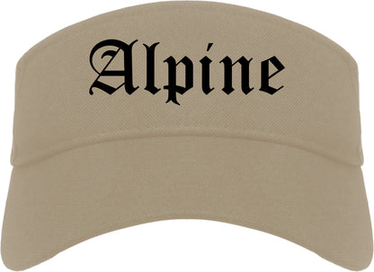 Alpine Utah UT Old English Mens Visor Cap Hat Khaki