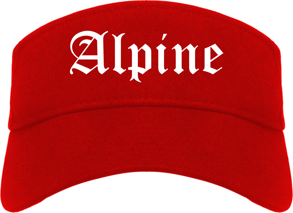 Alpine Utah UT Old English Mens Visor Cap Hat Red