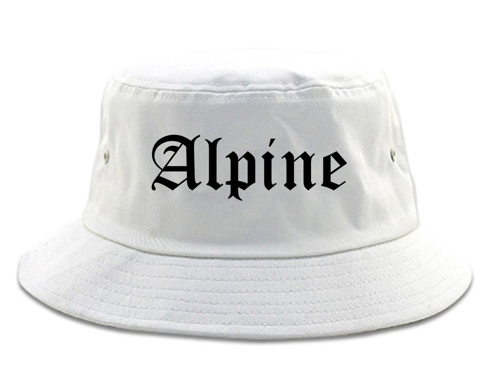 Alpine Utah UT Old English Mens Bucket Hat White