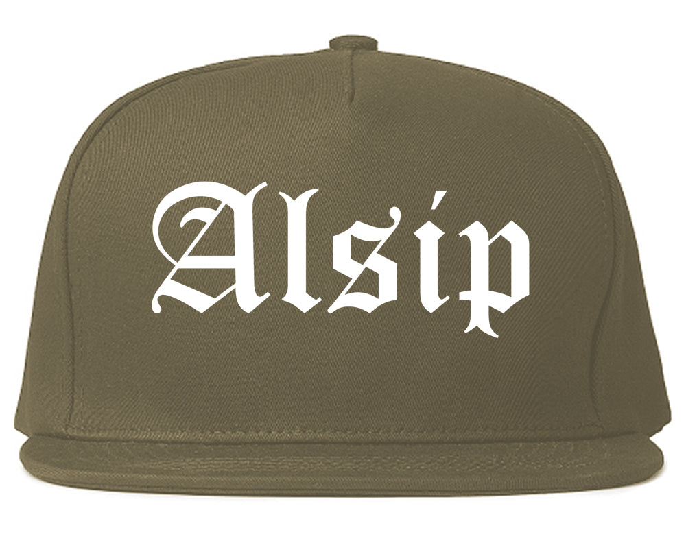 Alsip Illinois IL Old English Mens Snapback Hat Grey