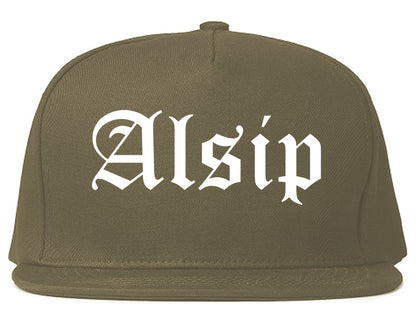 Alsip Illinois IL Old English Mens Snapback Hat Grey