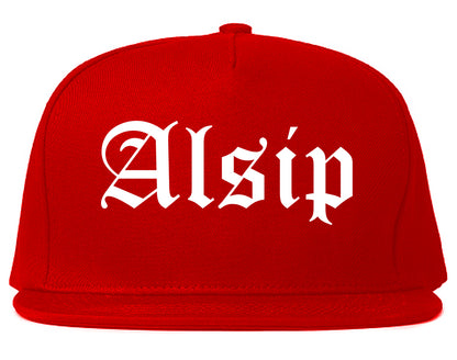 Alsip Illinois IL Old English Mens Snapback Hat Red