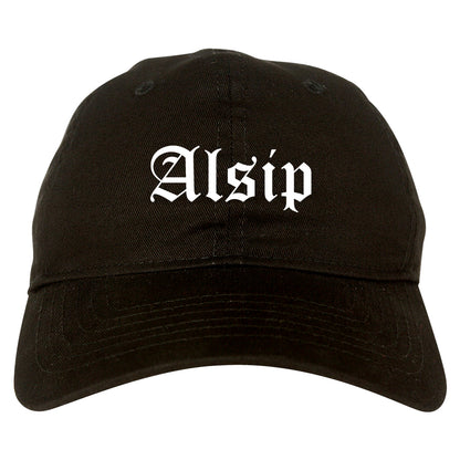 Alsip Illinois IL Old English Mens Dad Hat Baseball Cap Black